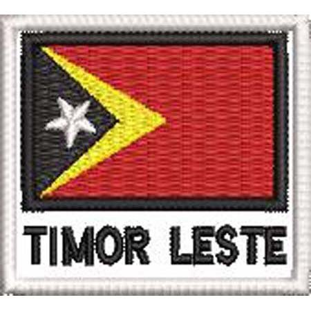 Patch Bordado Bandeira Timor Leste 4,5x5 cm Cód.BDN93