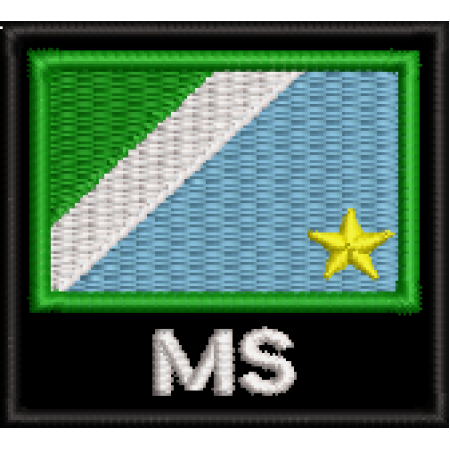 Patch Bordado Bandeira Estado Mato Grosso do Sul MS 4,5x5 cm Cód.BNE36