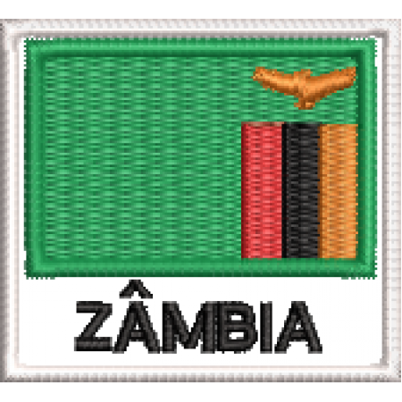 Patch Bordado Bandeira Zâmbia 4,5x5 cm Cód.BDN126