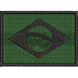 Patch Bordado Bandeira Brasil Verde Oliva 5x7 cm Cód.BDP282