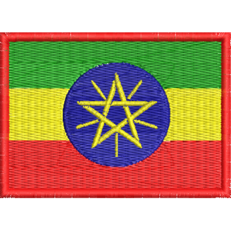 Patch Bordado Bandeira Etiópia 5x7cm Cód.BDP151