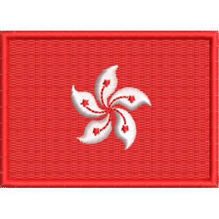 Patch Bordado Bandeira Hong Kong 5x7 cm Cód.BDP3
