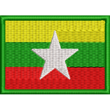 Patch Bordado Bandeira Mianmar 5x7 cm Cód.BDP164