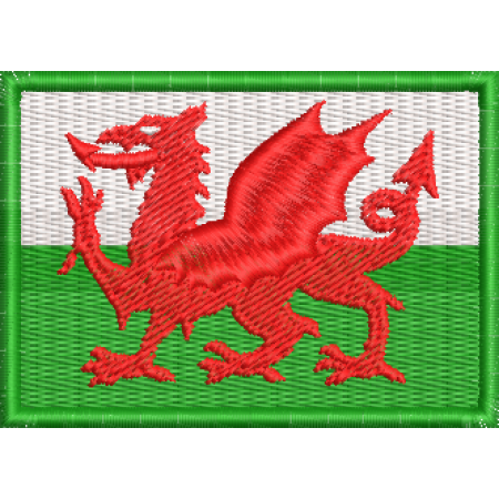 Patch Bordado Bandeira Pais de Gales  5x7 cm Cód.BDP27