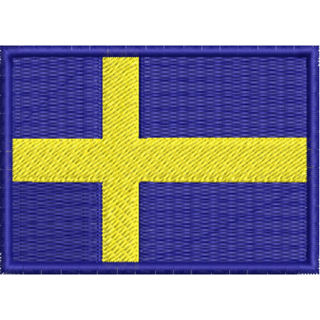 Patch Bordado Bandeira Suécia 5x7 cm Cód.BDP71