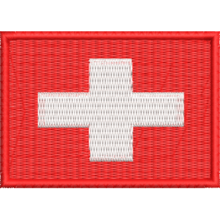 Patch Bordado Bandeira Suíça 5x7 cm Cód.BDP111