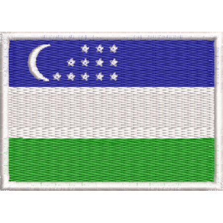 Patch Bordado Bandeira Uzbequistão 5x7 cm Cód.BDP155