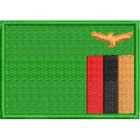 Patch Bordado Bandeira Zâmbia 5x7 cm Cód.BDP129