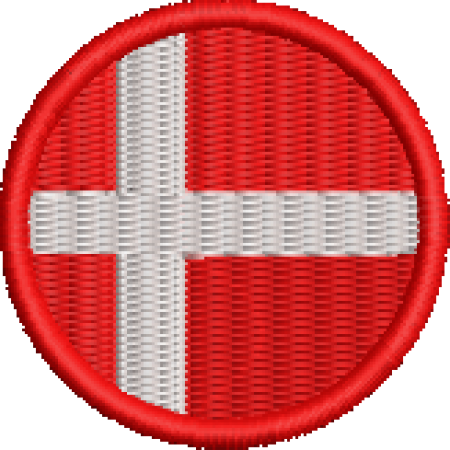 Patch Bordado Bandeira Dinamarca 4x4 Cód.BDR22