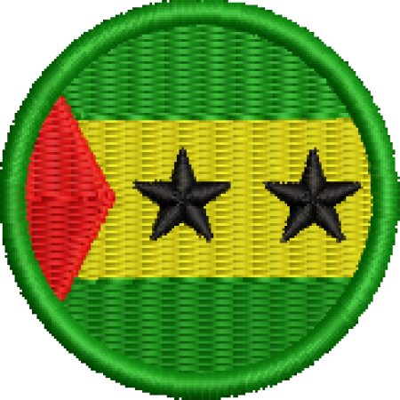 Patch Bordado Bandeira São Tomé e Príncipe 4x4 Cód.BDR48