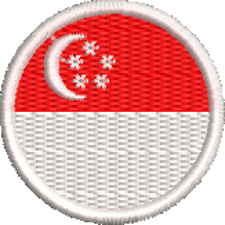 Patch Bordado Bandeira Singapura 4x4 Cód.BDR91