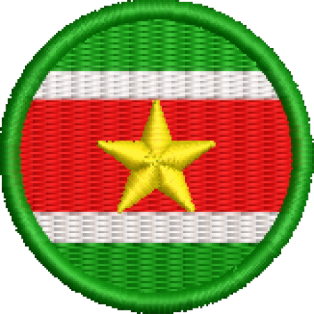 Patch Bordado Bandeira Suriname 4x4 Cód.BDR108