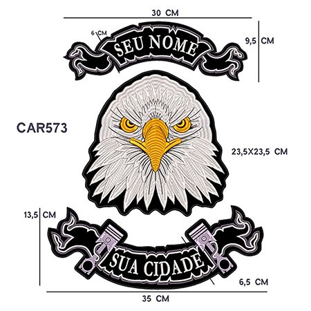 Patch Bordado Águia Eagle Seu nome 43,5x35 Cód.1588