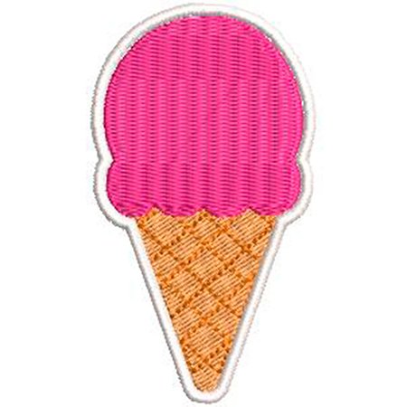 Patch Bordado sorvete rosa 7,5x4 cm Cód.3203