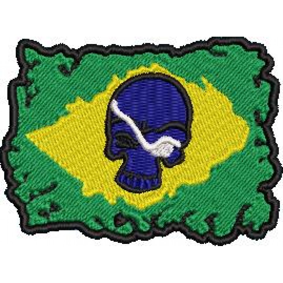 Patch Bandeira Do Brasil Com Caveira Preta Negativa Bordado Com Velcro -  Escorrega o Preço