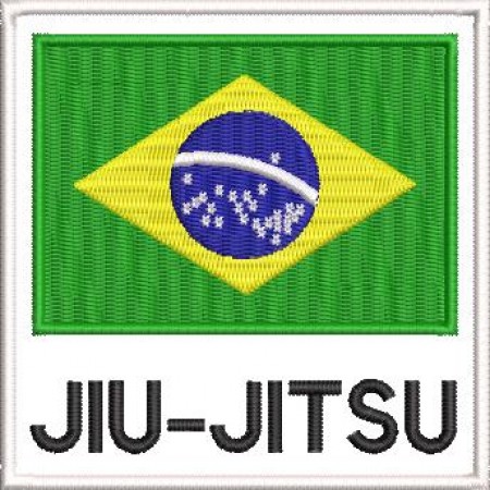 Patch Bordado Bandeira Brasil Jiu-Jitsu 9x9 cm Cód.4086
