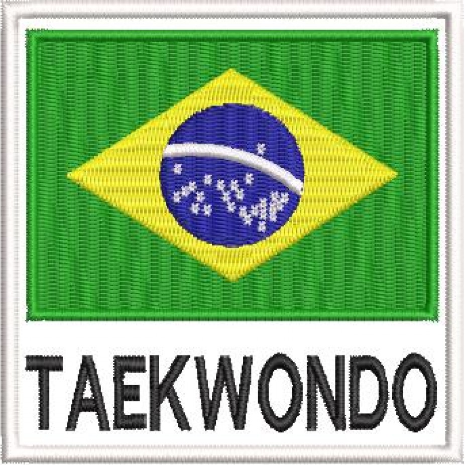 Patch Bordado Bandeira do Brasil Taekwondo 9x9 cm Cód.4088