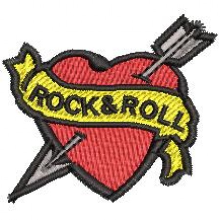 Patch Bordado Coração Heart Rock n Roll 5x5,5 cm Cód.3506