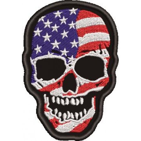 Patch Bordado Flag Skull Bandeira Estados Unidos Caveira 9x6 cm Cód.1576