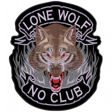 Patch Bordado Lobo Lone Wolf No Club 30x25 cm Cód.1220