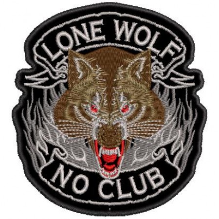 Patch Bordado Lone Wolf No Club Lobo 9,5x10,5 cm Cód.1214