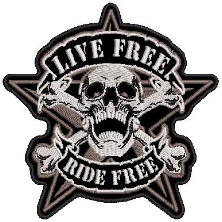 Patch Bordado Live Free Ride Free 10x10 cm Cód.1195