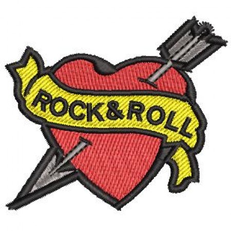 Patch Bordado Rock & Roll Heart Coração 6,5x7,5 cm Cód.2863