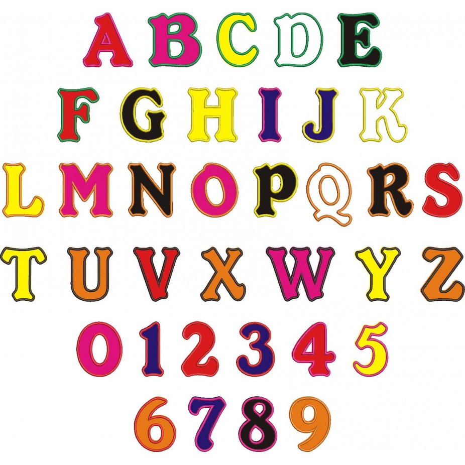 Patch Bordado Letras Maiúsculas e Números - 3x3cm