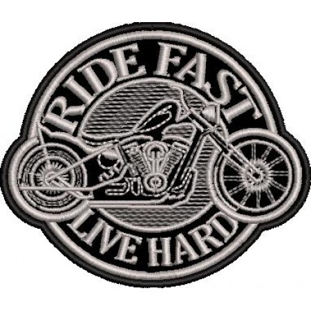 Patch Bordado Ride Fast Live Hard 8,5x10 cm Cód.1563