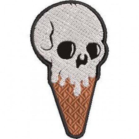 Patch Bordado sorvete skull caveira 7,5 x 4 cm Cód.3413