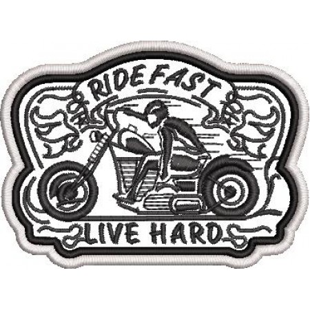 Patch Bordado Ride Fast Live Hard 7,5x10 cm Cód.1656
