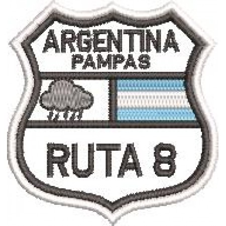 Patch Bordado Rota 8 Argentina 5x4,5 cm Cód.2017