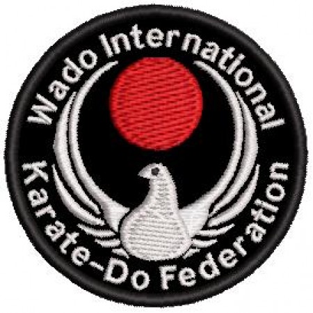Patch Bordado Wado internacional Karate do Federation 7x7 cm Cód.4124