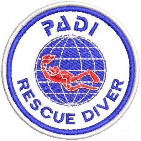 Patch Bordado Padi Rescue Diver 8x8 cm Cód.4733