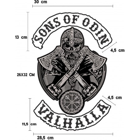 Patch Bordado Sons of Odin 44x30 cm Cód.4345