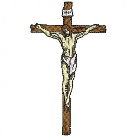 Patch Bordado Crucifixo Jesus na Cruz 9x5 cm Cód.4907