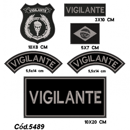 Kit Vigilante 6 Patch Bordado's Cód.5489