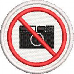 Patch Bordado Proibido máquina fotográfica 5x5 cm Cód.6431