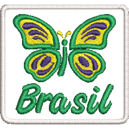 Patch Bordado Borboleta Brasil 6x6,5 cm Cód.6090