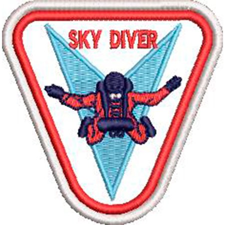 Patch Bordado Sky Diver Paraquedismo 7x7 cm Cód.6293